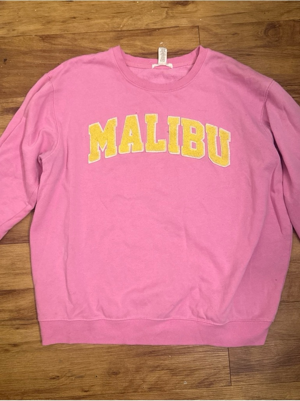 Malibu Pink Crewneck Sweatshirt with Yellow Logo